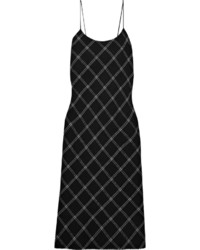 Черное шерстяное платье-миди с принтом от Tibi