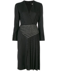 Черное шерстяное платье-миди со складками от Marco De Vincenzo