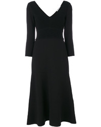 Черное шерстяное платье-миди от Agnona