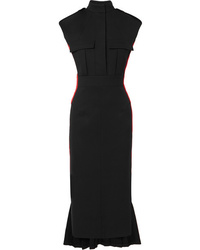 Черное шерстяное платье-миди от Alexander McQueen