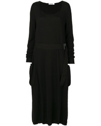 Черное шерстяное платье-миди от Jil Sander