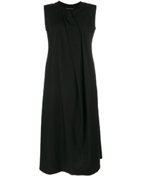 Черное шерстяное платье-миди от Y's