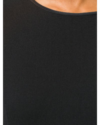 Черное шерстяное платье прямого кроя с люверсами от Emilio Pucci