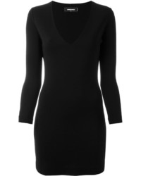 Черное шерстяное платье прямого кроя от Dsquared2