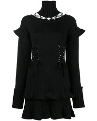 Черное шерстяное платье с вырезом от Alexander McQueen