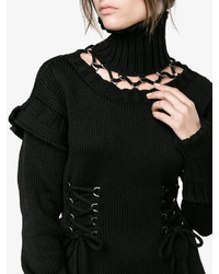 Черное шерстяное платье с вырезом от Alexander McQueen
