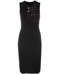 Черное шерстяное платье с вышивкой от Versace