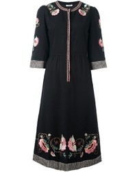 Черное шерстяное платье с вышивкой от Vilshenko