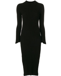 Черное шерстяное платье с разрезом от Twin-Set