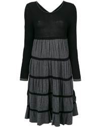 Черное шерстяное платье с рюшами от Twin-Set