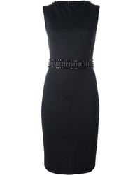 Черное шерстяное платье с украшением от Dsquared2