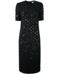Черное шерстяное платье с украшением от Nina Ricci