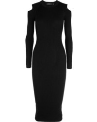 Черное шерстяное платье-футляр с вырезом от Theory