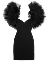Черное шерстяное платье-футляр от Saint Laurent