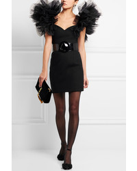 Черное шерстяное платье-футляр от Saint Laurent