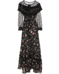 Черное шифоновое вечернее платье с принтом от Preen by Thornton Bregazzi