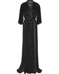 Черное шифоновое вечернее платье с украшением от Roberto Cavalli