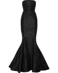 Черное шифоновое вечернее платье от Oscar de la Renta