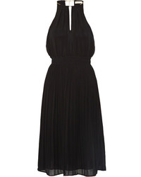 Черное шифоновое платье-миди