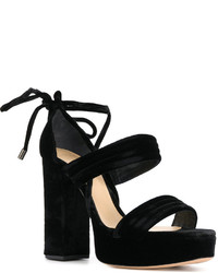 Черные бархатные босоножки на каблуке от Alexandre Birman