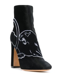 Черные бархатные ботильоны с вышивкой от Valentino