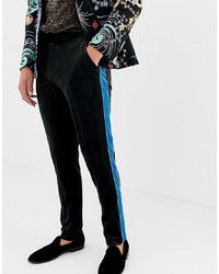 Мужские черные бархатные классические брюки от ASOS DESIGN