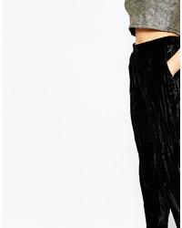 Черные бархатные леггинсы от Monki