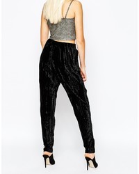 Черные бархатные леггинсы от Monki