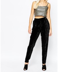 Черные бархатные леггинсы от Monki