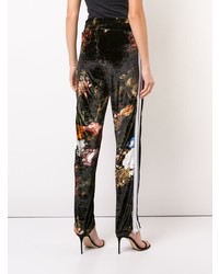 Женские черные бархатные спортивные штаны с цветочным принтом от Palm Angels