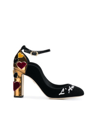 Черные бархатные туфли с вышивкой от Dolce & Gabbana