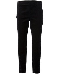 Черные бархатные узкие брюки