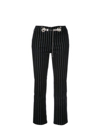 Черные бархатные узкие брюки в вертикальную полоску от Miaou