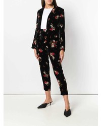 Черные бархатные узкие брюки с цветочным принтом от Forte Forte