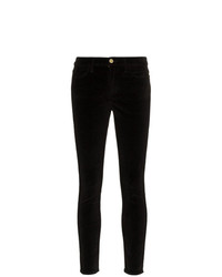 Черные бархатные узкие брюки от Frame Denim