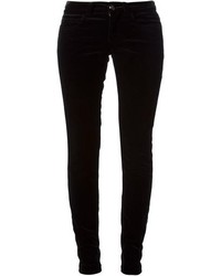 Черные бархатные узкие брюки от Gucci