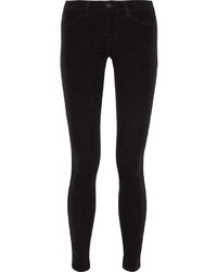 Черные бархатные узкие брюки от J Brand