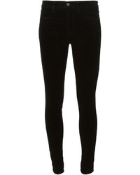 Черные бархатные узкие брюки от J Brand
