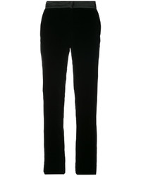 Черные бархатные узкие брюки от Oscar de la Renta