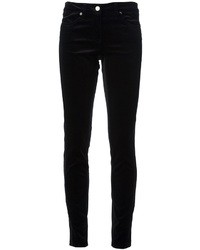 Черные бархатные узкие брюки от Roberto Cavalli