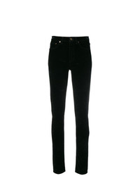 Черные бархатные узкие брюки от Saint Laurent