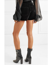 Женские черные бархатные шорты от Saint Laurent