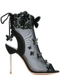 Черные босоножки на каблуке в сеточку от Sophia Webster