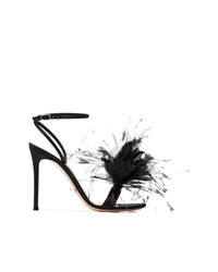 Черные босоножки на каблуке с цветочным принтом от Gianvito Rossi
