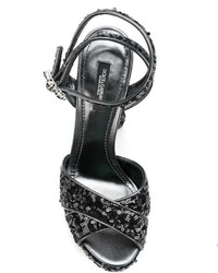 Женские черные босоножки с пайетками от Dolce & Gabbana