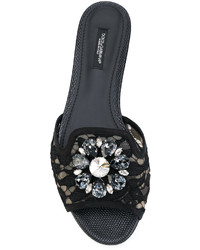 Женские черные босоножки с украшением от Dolce & Gabbana