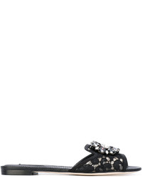 Женские черные босоножки с украшением от Dolce & Gabbana