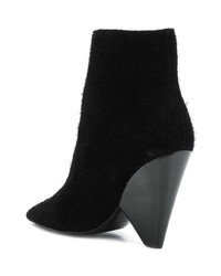 Черные ботильоны из плотной ткани от Saint Laurent