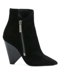 Черные ботильоны из плотной ткани от Saint Laurent