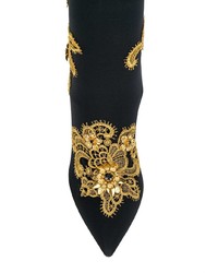 Черные ботильоны на резинке с вышивкой от Dolce & Gabbana